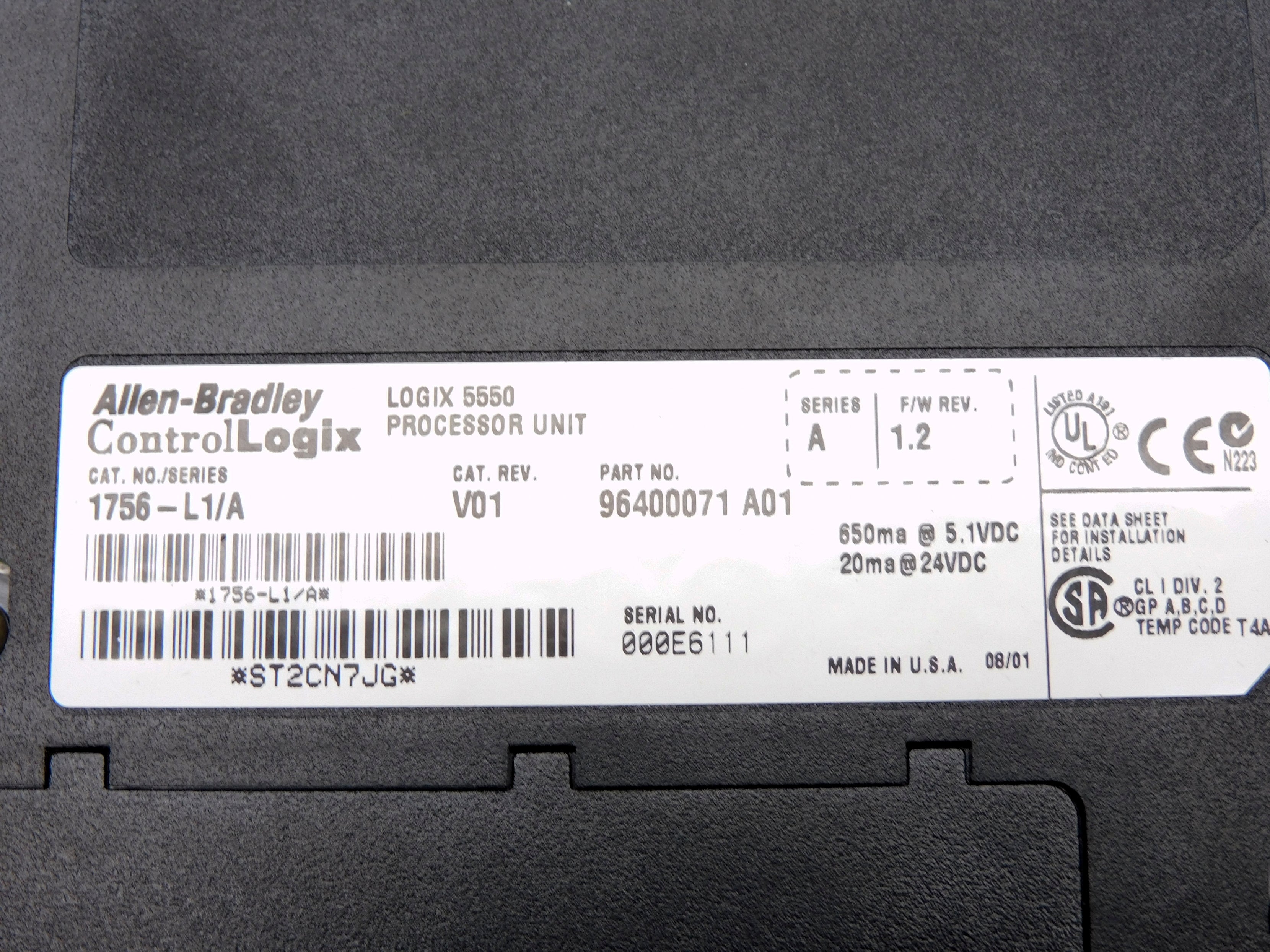 ALLEN BRADLEY 1756-L1 SER. A F/W 1.2 (NO KEY) NSMP