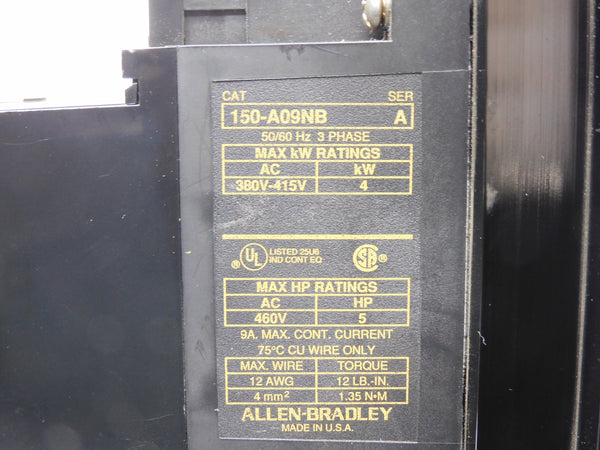 ALLEN BRADLEY 150-A09NB SER. A UNMP