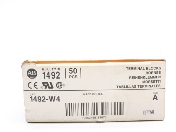 ALLEN BRADLEY 1492-W4 SER. A 600V (PKG OF 50) (WH) NSMP