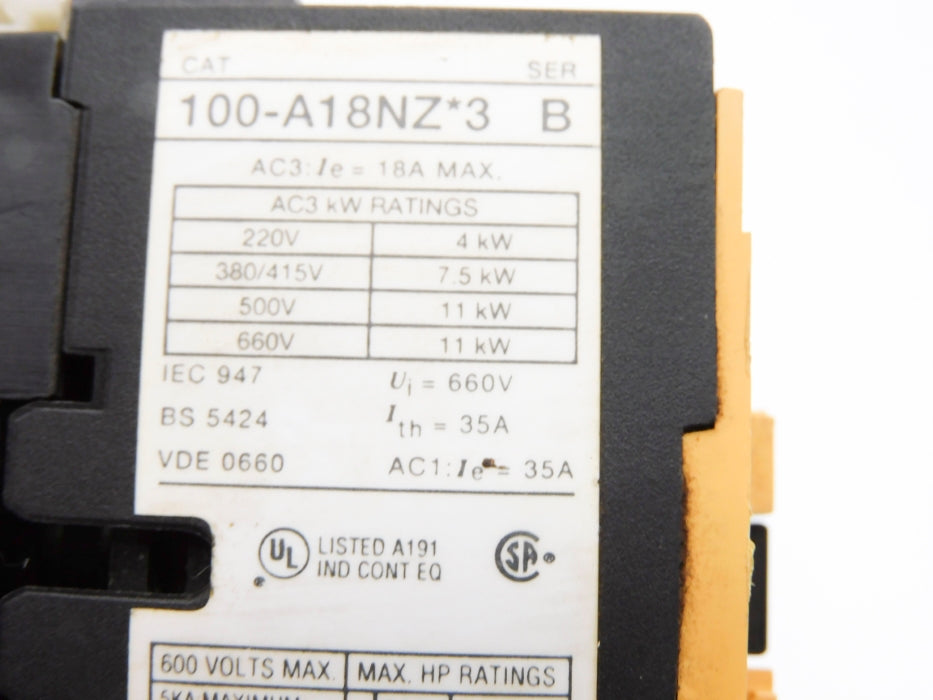 ALLEN BRADLEY 100-A18NZJ3 SER. B 24VDC NSNP