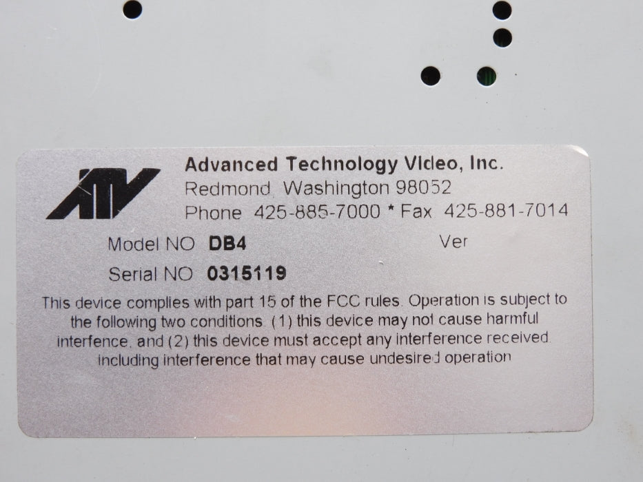 ADVANCED TECHNOLOGY VIDEO DB4 UNMP