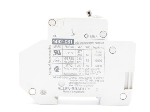 ALLEN BRADLEY 1492-CB1G100 SER. A 10A 277VAC UNMP