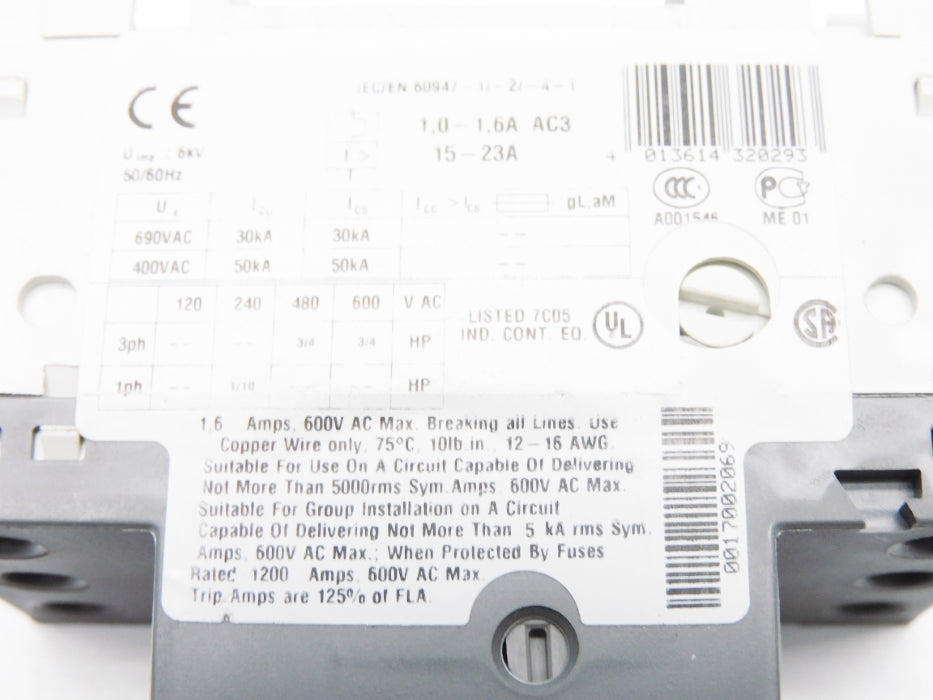 ABB MS116-1.6 690VAC 1.0-1.6A NSNP
