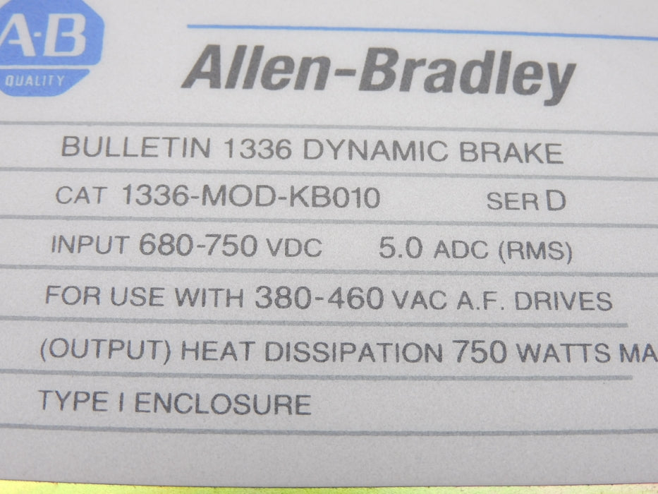 ALLEN BRADLEY 1336-MOD-KB010 SER. D 380-460VAC NSMP
