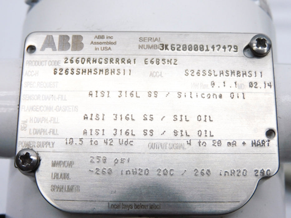 ABB 266DRHGSRRRA1 E6B5N2 250PSI NSMP