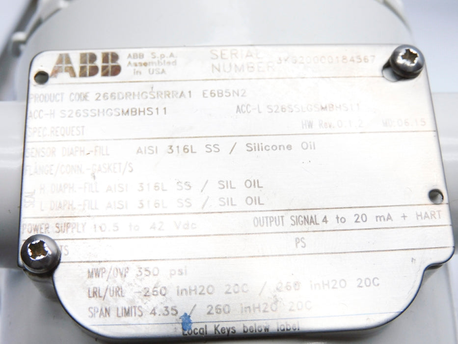 ABB 266DRHGSRRRA1 E6B5N2 350PSI NSMP