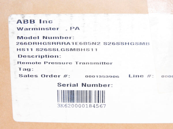 ABB 266DRHGSRRRA1 E6B5N2 350PSI NSMP