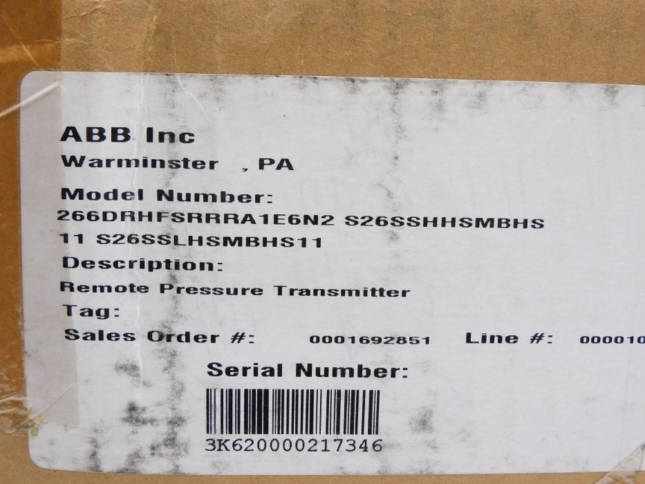 ABB 266DRHFSRRRA1-E6N2 250PSI NSMP