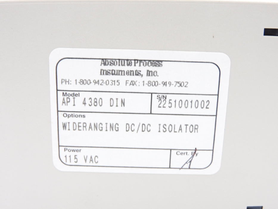 ABSOLUTE PROCESS INSTRUMENTS API4380DIN NSMP