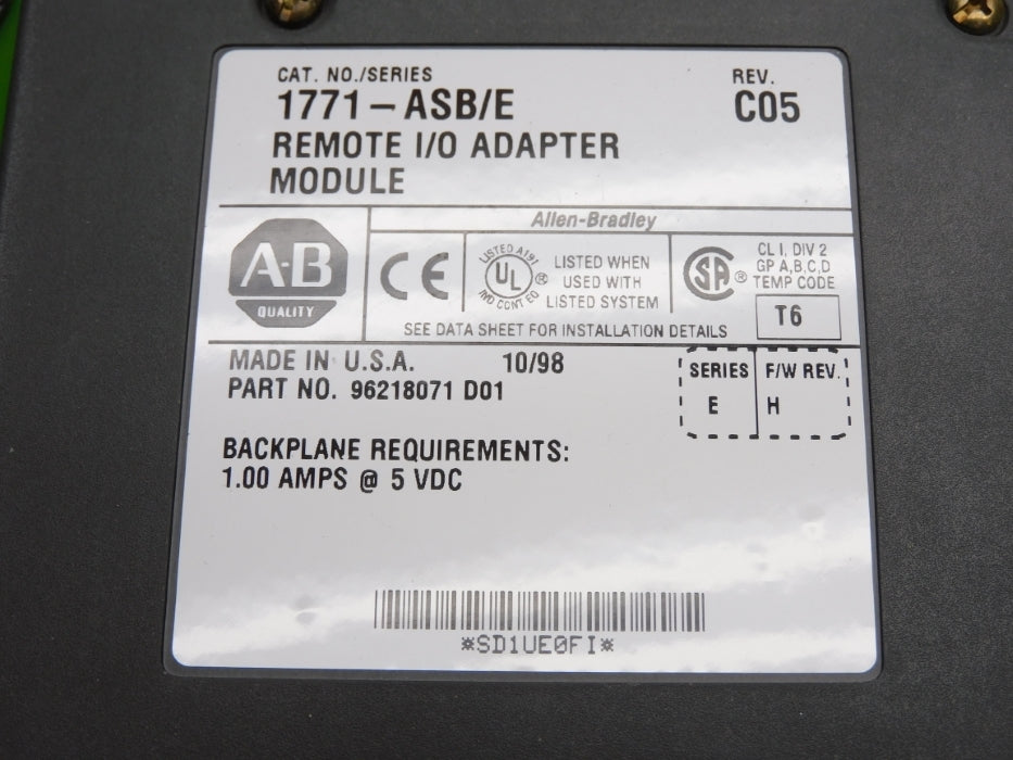 ALLEN BRADLEY 1771-ASB SER. E F/W H 5VDC 1.00A UNMP