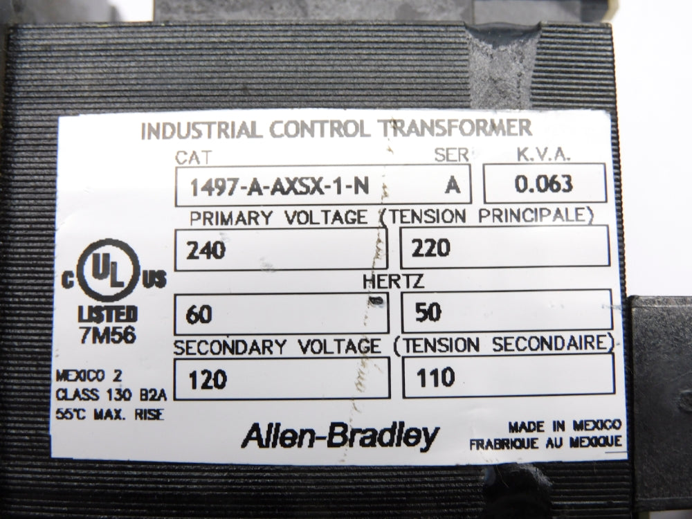 ALLEN BRADLEY 1497-A-AXSX-1-N SER. A 0.063KVA UNMP