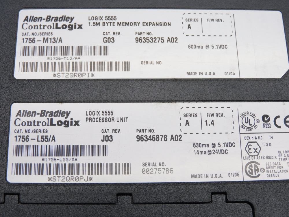 ALLEN BRADLEY 1756-L55M13 SER. A F/W 1.4 (NO KEY) NSMP