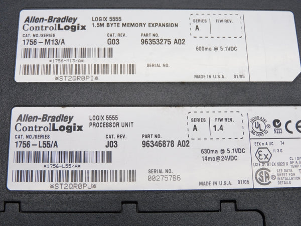 ALLEN BRADLEY 1756-L55M13 SER. A F/W 1.4 (NO KEY) NSMP