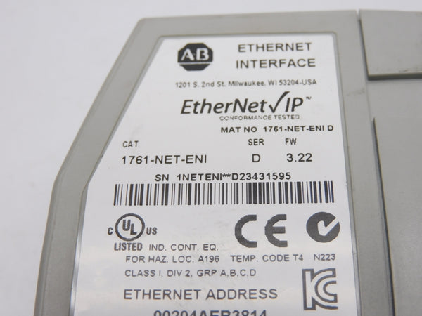 ALLEN BRADLEY 1761-NET-ENI SER. D F/W 3.22 NSNP