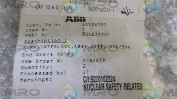 ABB 836031T01 INTERLOCK KIT  NSNP