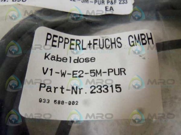 PEPPERL+FUCHS V1-W-E2-5M-PUR CONNECTOR CABLE 23315  NSMP