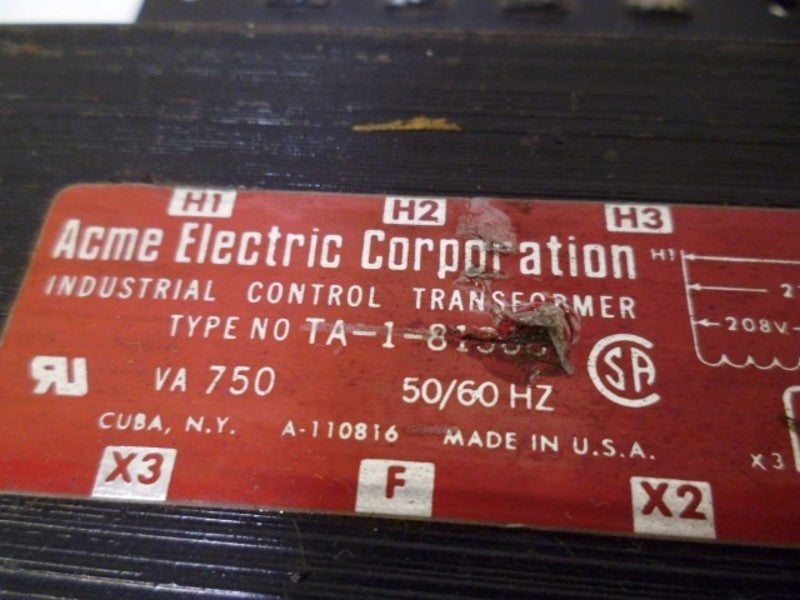 ACME ELECTRIC TA-1-8 TRANSFORMER 750VA 50/60Hz  UNMP