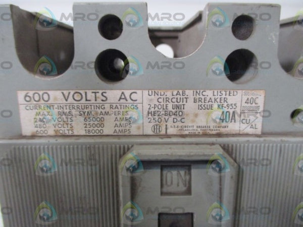I-T-E HE2-B040 CIRCUIT BREAKER  UNMP