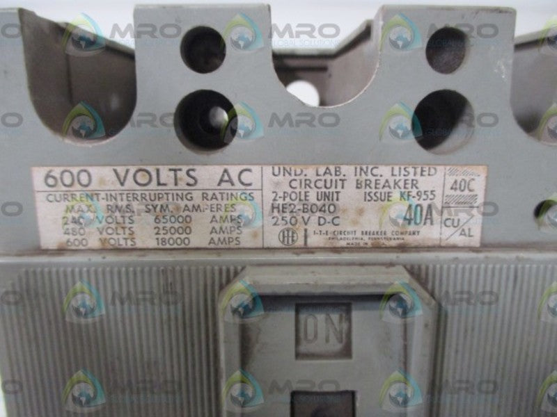 I-T-E HE2-B040 CIRCUIT BREAKER  UNMP