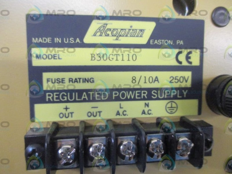 ACOPIAN B30GT110 REGULATED POWER SUPPLY  NSMP
