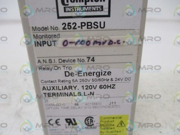 CROMPTON 252-PBSU-GBBX-DG-T1-EB PROTECTOR RELAY  NSMP
