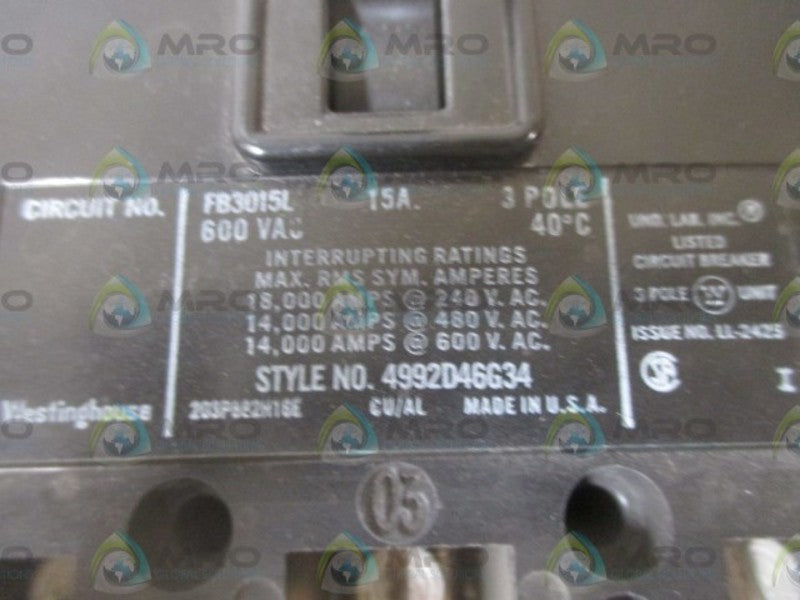 WESTINGHOUSE FB3015L CIRCUIT BREAKER  NSNP