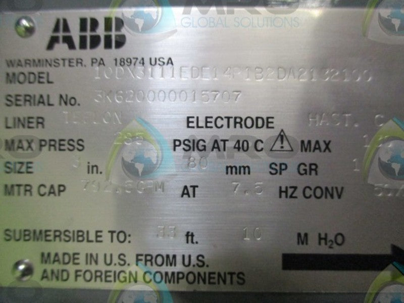 ABB 10DX3111EDE14P1B2DA2132100 FLOWMETER  NSNP