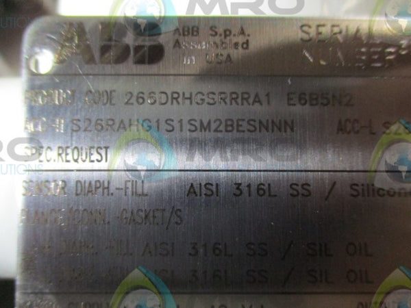 ABB 266DRHGSRRRA1 E6B5N2 PRESSURE TRANSMITTER  NSNP