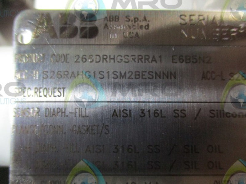 ABB 266DRHGSRRRA1 E6B5N2 PRESSURE TRANSMITTER  NSNP