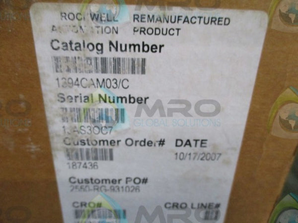 ALLEN BRADLEY 1394C-AM03 SER. C CONTROLLER (REMANUFACTURED)  NSFS