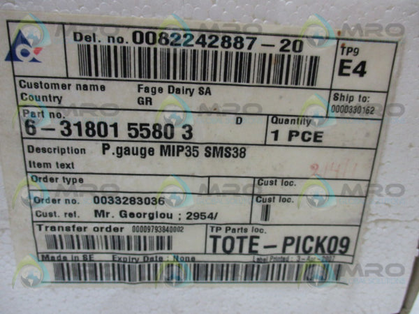 ABB 6-31801 5580 3 PRESSURE GAUGE  NSMP