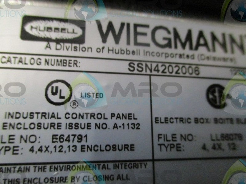 HUBBELL WIEGMANN SSN4202006 ENCLOSURE  NSMP
