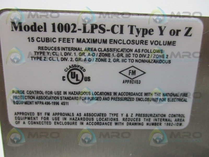 PEPPERL+FUCHS 1002-LPS-CI PURGE/PRESSURIZATION SYSTEM  UNMP