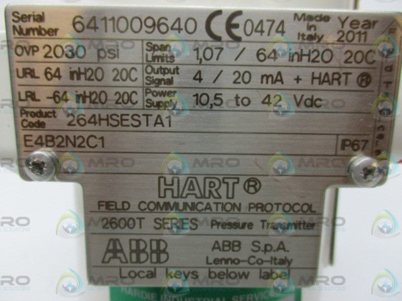 ABB 264HSESTA1 PRESSURE TRANSMITTER  NSMP