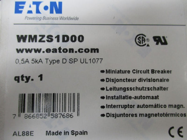 EATON WMZS1D00 CIRCUIT BREAKER 0.5A 400V  NSMP