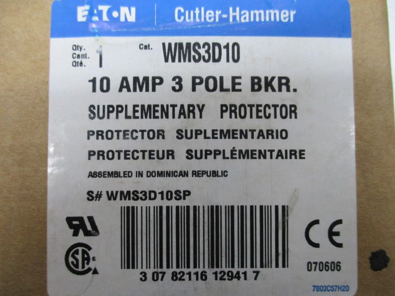 CUTLER HAMMER WMS3D10 CIRCUIT BREAKER 10A 415V  NSMP
