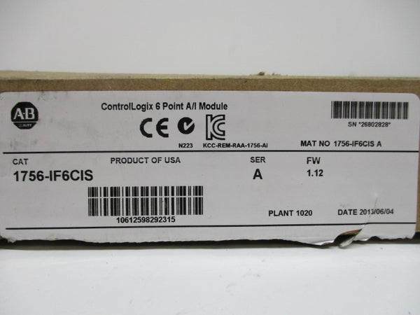 ALLEN BRADLEY 1756-IF6CIS MODULE SER. A F/W 1.12 NSMP