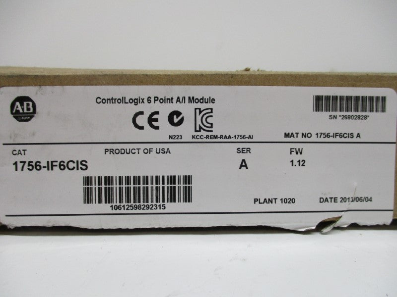 ALLEN BRADLEY 1756-IF6CIS MODULE SER. A F/W 1.12 NSMP
