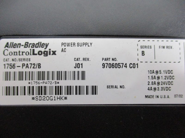 ALLEN BRADLEY 1756-PA72 SER. B 24VDC 2.8A NSMP