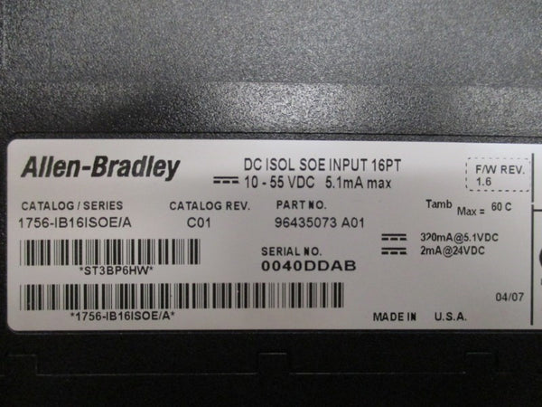 ALLEN BRADLEY 1756-IB16ISOE SER. A F/W 1.6 NSMP
