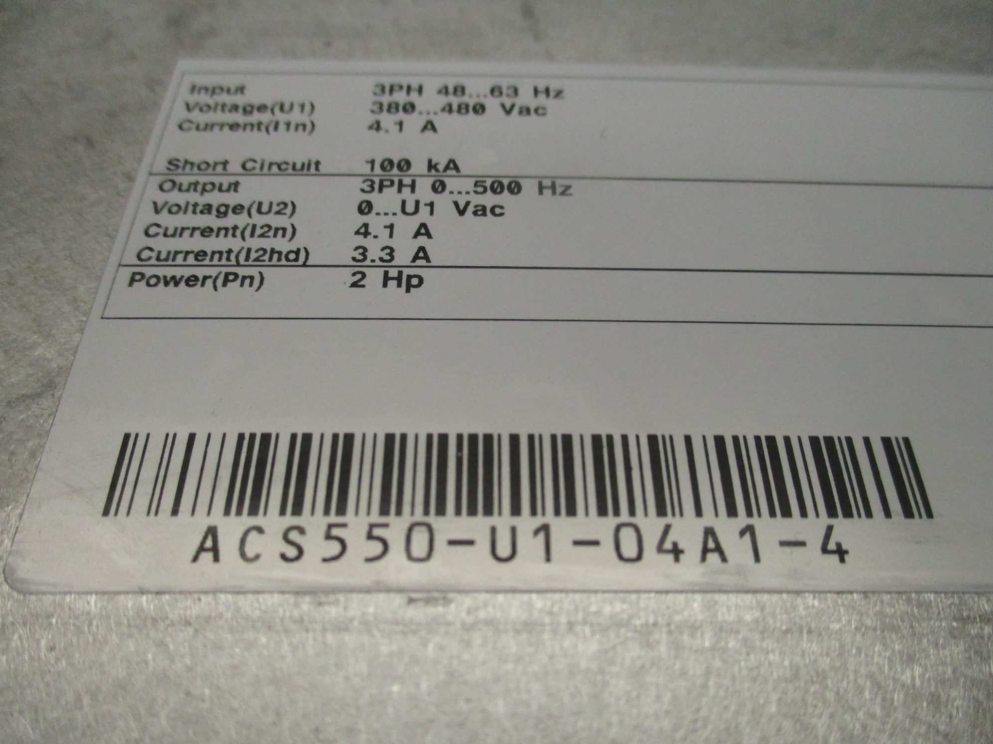 ABB ACS550-U1-04A1-4 (AS PICTURED) UNMP