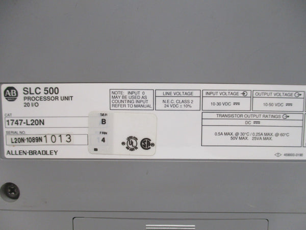 ALLEN BRADLEY 1747-L20N SER. B F/W 4 UNMP