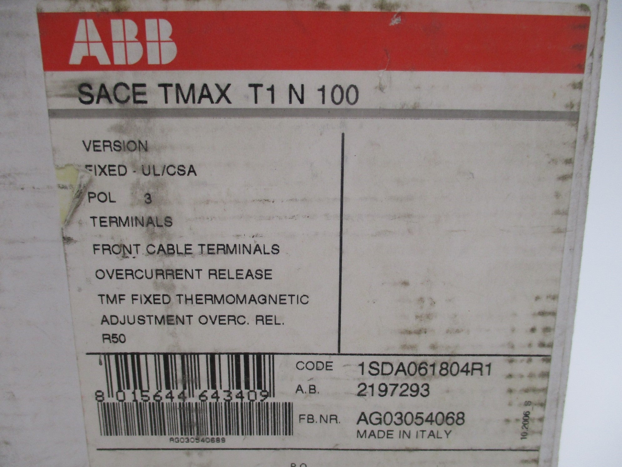 ABB SACE-TMAX-T1-N-100 NSFS