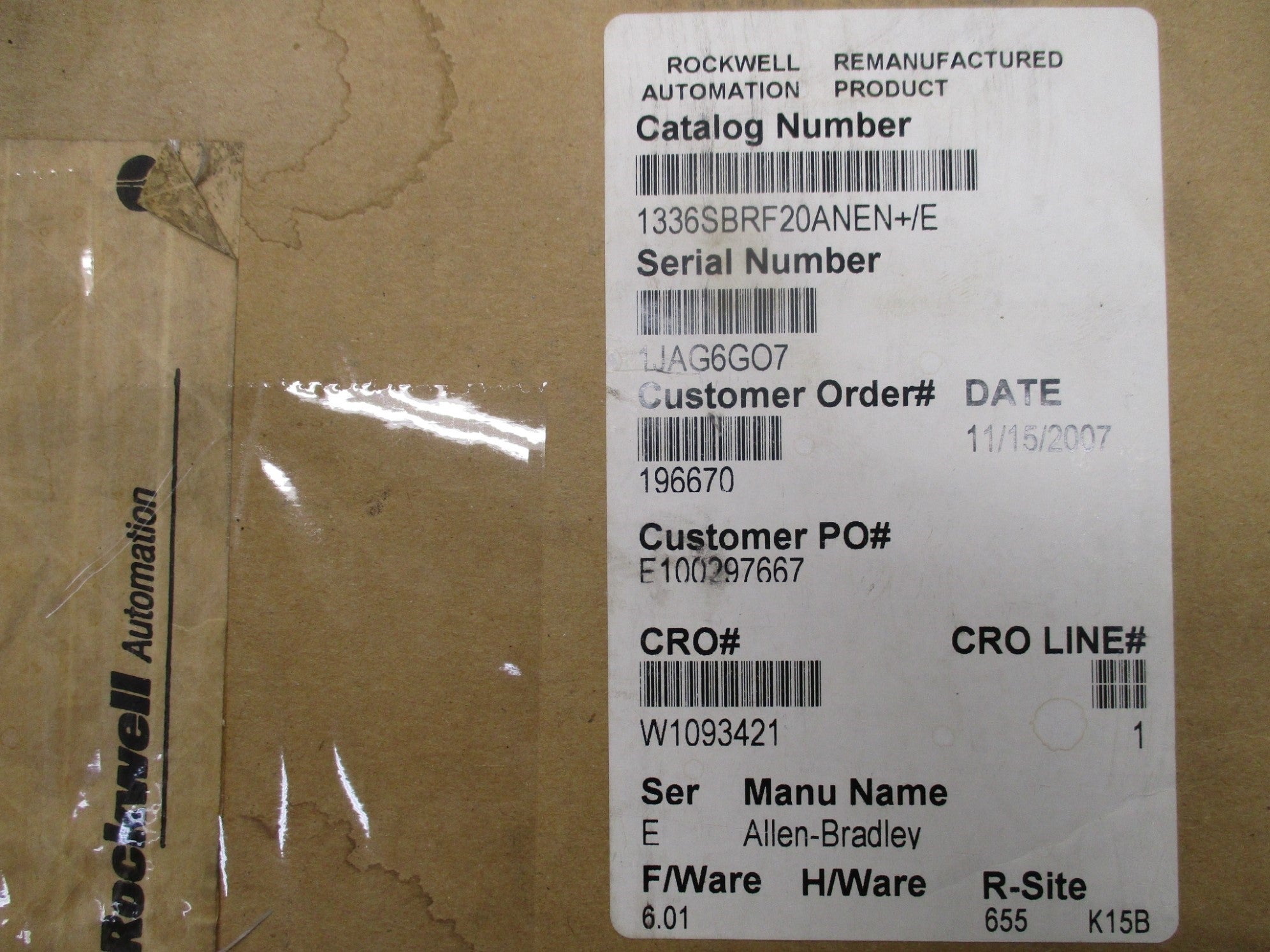 ALLEN BRADLEY 1336S-BRF20-AN-EN SER. E F/W 6.01 REMAN