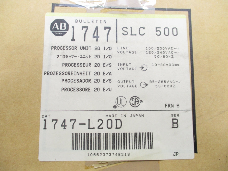 ALLEN BRADLEY 1747-L20D SER. B F/W 6 NSMP