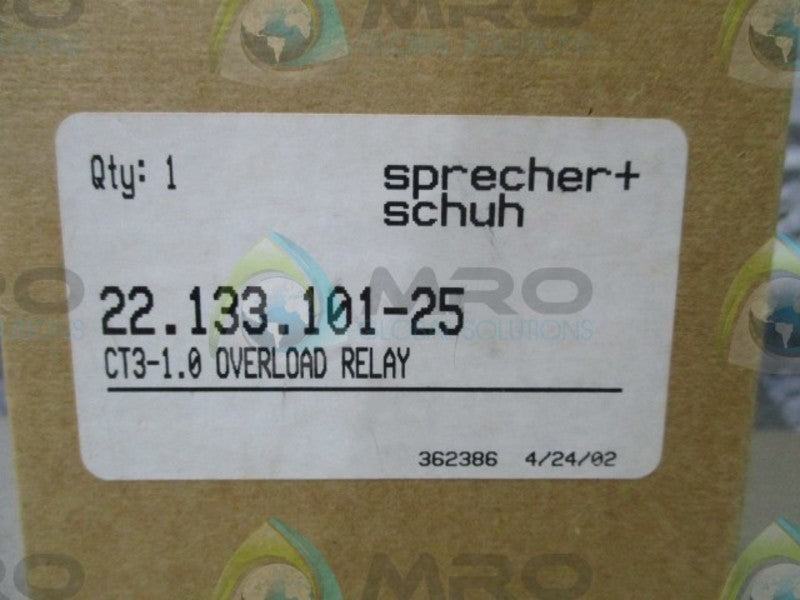 SPRECHER+SCHUH CT3-1.0 OVERLOAD RELAY  NSMP
