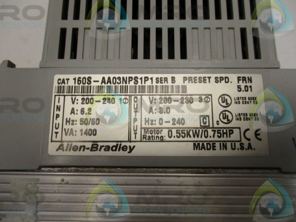 ALLEN BRADLEY 160S-AA03NPS1P1 SER. B F/W: 5.01 (AS PICTURED)  UNMP