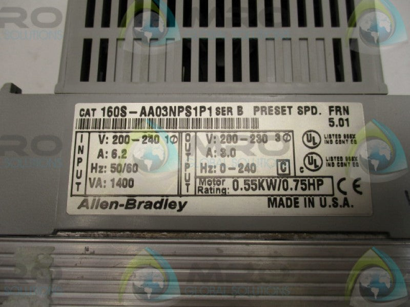 ALLEN BRADLEY 160S-AA03NPS1P1 SER. B F/W: 5.01 (AS PICTURED)  UNMP