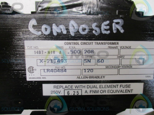 ALLEN BRADLEY 1497-N18 SER. A TRANSFORMER  NSMP