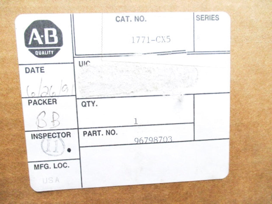 ALLEN BRADLEY 1771-CX5 SER. A LOCAL I/O BUS TERMINATOR CABLE  NSMP